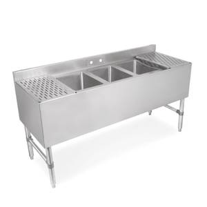 John Boos UBS4-2172-2D12-X 72" (4) Compartment Underbar Sink w/ (2) 12" Drainboards