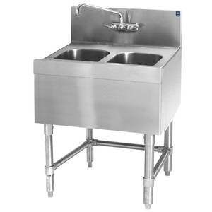 Eagle Group B2-2-24 Spec-Bar® 24" (2) Compartment Underbar Stainless Steel Sink