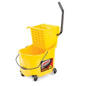 Libman Commercial 933 32 Quart Yellow Polyproylene Heavy Duty Mop Bucket & Wringer