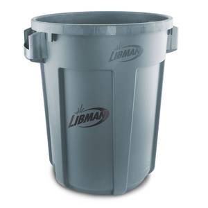 Libman Commercial 1572 32 Gallon Capacity Heavy Duty Round Gray Trash Can