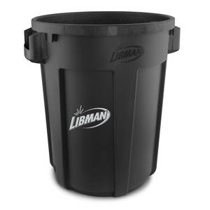 Libman Commercial 1570 32 Gallon Capacity Heavy Duty Round Black Trash Can