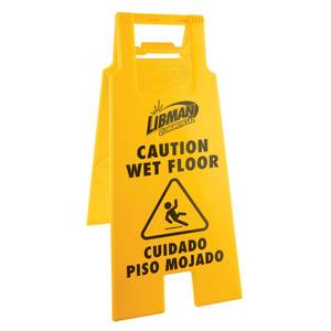 Libman Commercial 1369 Two-Sided Yellow "Caution Wet Floor" Sign