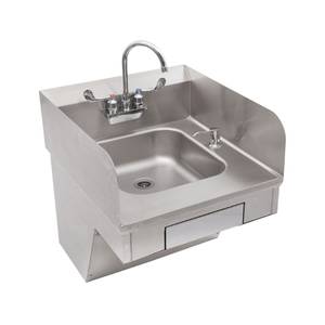 John Boos PBHS-ADA-P-STD-SSLR-X 14x10 Soap/Towel Dispenser Hand Sink w/ Faucet & Side Splash