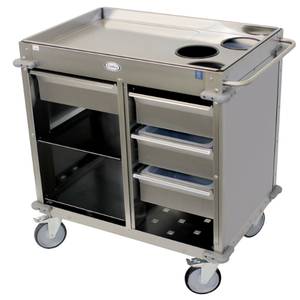Cadco BC-4-LST MobileServ (3) Airpot Well Stainless Mobile Beverage Cart