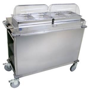 Cadco CBC-HH-LST-4 MobileServ® Stainless Junior Mobile Hot Buffet Cart