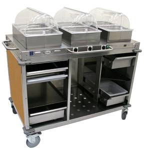 Cadco CBC-HHH-L*-4 MobileServ® (3) Bay Mobile Hot Buffet Serving Cart