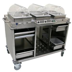 Cadco CBC-HHH-LST MobileServ (3) Bay Stainless Mobile Hot Buffet Serving Cart