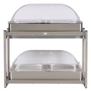 Cadco CMLB-24RT Multi-Level Warming Buffet Server with Rolltop Lids