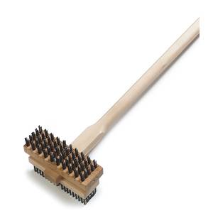 ChefMaster 90043DH Heavy Duty Double Sided Wire Broiler Brush w/ Wooden Handle