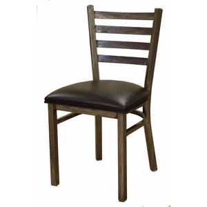 Atlanta Booth & Chair M101 WS Black Metal Ladder Back Chair w/ Solid Wood Seat 