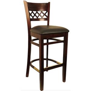 Atlanta Booth & Chair W105BS Wooden Venetian Back Bar Stool w/ Black Vinyl Seat