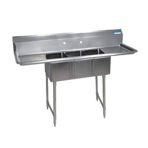 BK Resources BKS-3-1014-10-12TS 3 Compartment 10x14 Convenience Store Sink w/ 2 Drainboards