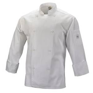 Mercer Culinary M61010WHM Genisis Unisex White Long Sleeve Chef Jacket - M