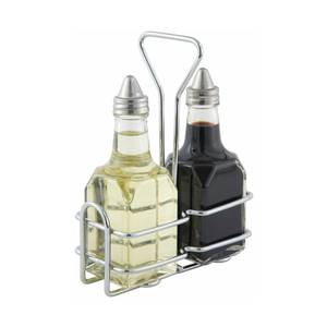 Winco G-104S Oil & Vinegar Set w/ (2) 6 oz Square Glass Cruets