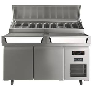 U-Line Commercial UCPT565-SS61A 65" W Commercial Refrigerated Prep Table with Condiment Rail