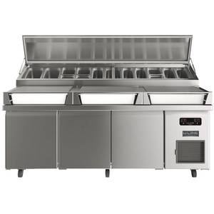 U-Line Commercial UCPT588-SS61A 88" W Commercial Refrigerated Prep Table with Condiment Rail