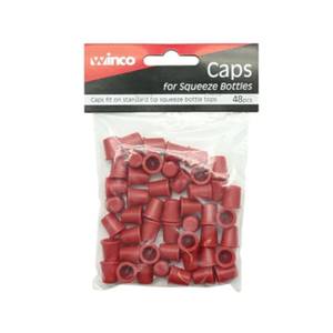 Winco PSW-CAP Red Squeeze Bottle Cap - 48 Per Pack