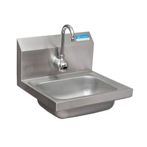 BK Resources BKHS-W-1410-1-P-G 14" Wall Mount Hand Sink w/ 3" Gooseneck Sensor Faucet