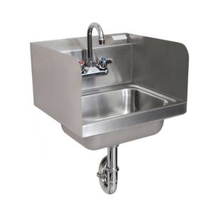 BK Resources BKHS-W-1410-SS-PT-G 14" Wall Mount Hand Sink w/ 3" Faucet & Side Splashes
