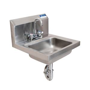 BK Resources BKHS-D-1410-PT-G 14" Wall Mount Hand Sink w/ 3" Gooseneck Deck Mount Faucet