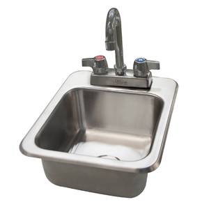 BK Resources DDI-0909524-P-G 9 x 9 x 5 Deep Drawn 1 Compartment Drop-In Sink w/ Faucet