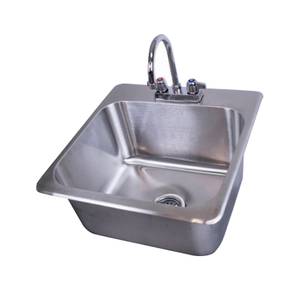 BK Resources DDI-1614824-P-G 16 x 14 x 8 Deep Drawn 1 Compartment Drop-In Sink w/ Faucet