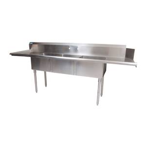 BK Resources BKSDT-3-20-12-20LSPG 100" Soiled Dishtable & 3 Compartment Sink Combo Unit 