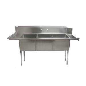 BK Resources BKSDT-3-1820-14-LSPG 72" Soiled Dishtable & 3 Compartment Sink Combo Unit 