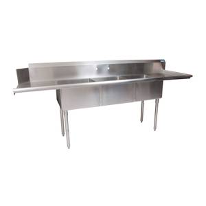 BK Resources BKSDT-3-20-12-20RSPG 100" Soiled Dishtable & 3 Compartment Sink Combo Unit 