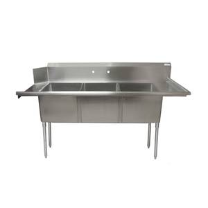 BK Resources BKSDT-3-1820-14-RSPG 72" Soiled Dishtable & 3 Compartment Sink Combo Unit 