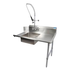 BK Resources BKSDT-48-R-P-G 48" Right-to-Left Operation Soiled Dishtable w/ Faucet