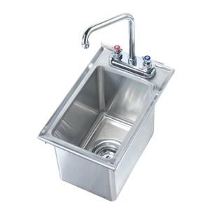 Krowne Metal HS-1016 10" x 16" Drop-In Hand Sink w/ 6" Double Bend Spout Faucet