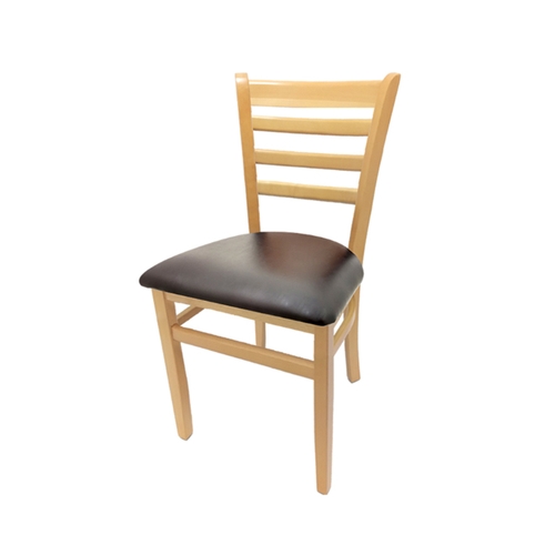 Oak Street Manufacturing WC101NT Ladder Back Wood Chair w/ Natural Finish & Vinyl Seat 