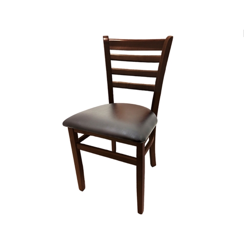 Oak Street Manufacturing WC101WA Ladder Back Wood Dining Chair w/ Walnut Finish & Vinyl Seat 