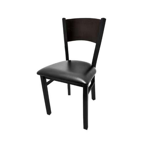 Oak Street Manufacturing SL2150-P Plain Wood Back Black Metal Frame Chair w/ Vinyl Seat 