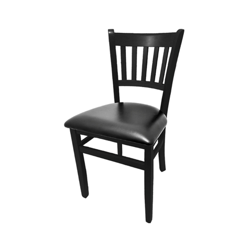 Oak Street Manufacturing WC102BLK Vertical Back Wood Chair w/ Black Finish & Vinyl Seat 