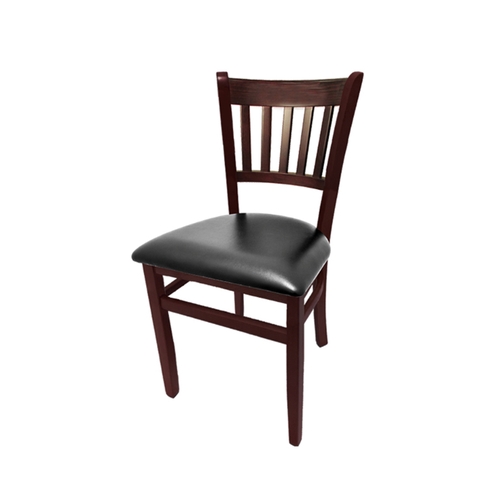 Oak Street Manufacturing WC102MH Vertical Back Wood Chair w/ Mahogany Finish & Vinyl Seat 
