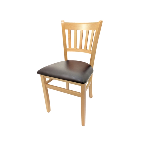Oak Street Manufacturing WC102NT Vertical Back Wood Chair w/ Natural Finish & Vinyl Seat