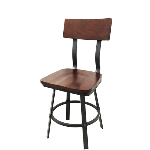 Oak Street Manufacturing CM-6058 Outlander Series Metal Chair w/ Walnut Wood Finish 