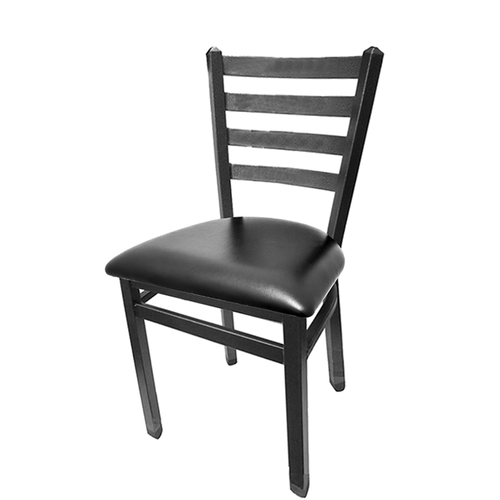 Oak Street Manufacturing SL2160-SV Silvervein Metal Ladder Back Dining Chair w/ Vinyl Seat