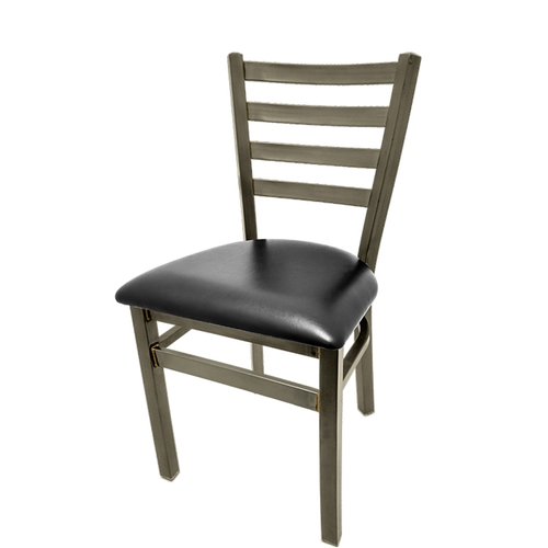 Oak Street Manufacturing SL135C Clear Coat Ladderback Metal Dining Chair w/ Vinyl Seat