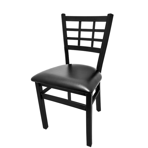 Oak Street Manufacturing SL2163 Window Pane Back Metal Dining Chair w/ Vinyl Seat 