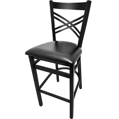 Oak Street Manufacturing SL2130-1 Cross Back Metal Bar Stool w/ Vinyl Seat 