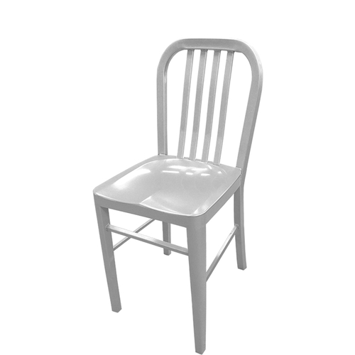 Oak Street Manufacturing CM-252-ALM Navy Series Aluminum Slat Back Dining Chair w/Brushed Finish
