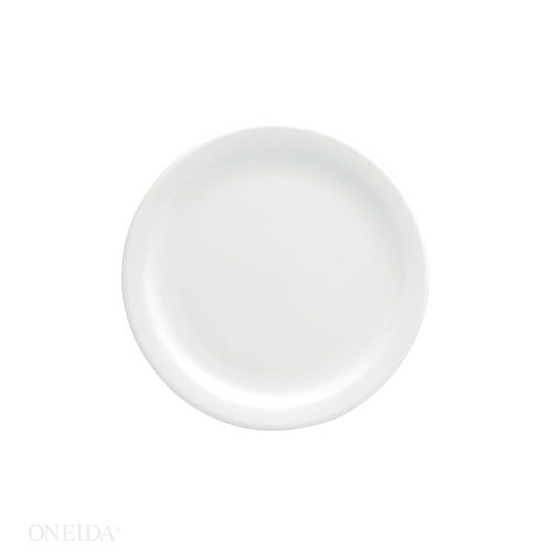 Oneida F8000000118 Bright White Buffalo 6-3/8" Narrow Rim Porcelain Plate- 3 Dz