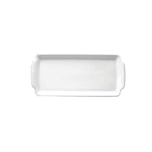 Oneida F8000000382 14"x 6" Bright White Porcelain Rectangular Cake Tray - 1 Doz