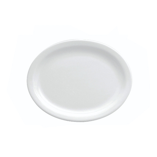 Oneida F8000000345 Buffalo Bright White 10" Oval Porcelain Platter - 1 Doz