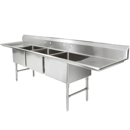 Falcon Food Service E3C-10X14-2-15 10" x 14" (3) Compartment Stainless Steel Commercial Sink