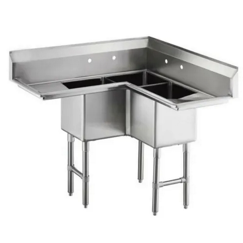 Falcon Food Service HD3C-14X14-2-14C 14" x 14" (3) Compartment Stainless Steel Corner Sink