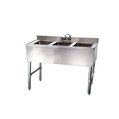 Falcon Food Service BS3T101410 38"W 18 Gauge Stainless Steel Underbar (3) Compartment Sink
